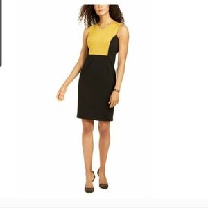Kasper 6P Black Mustard Sheath Dress NWT